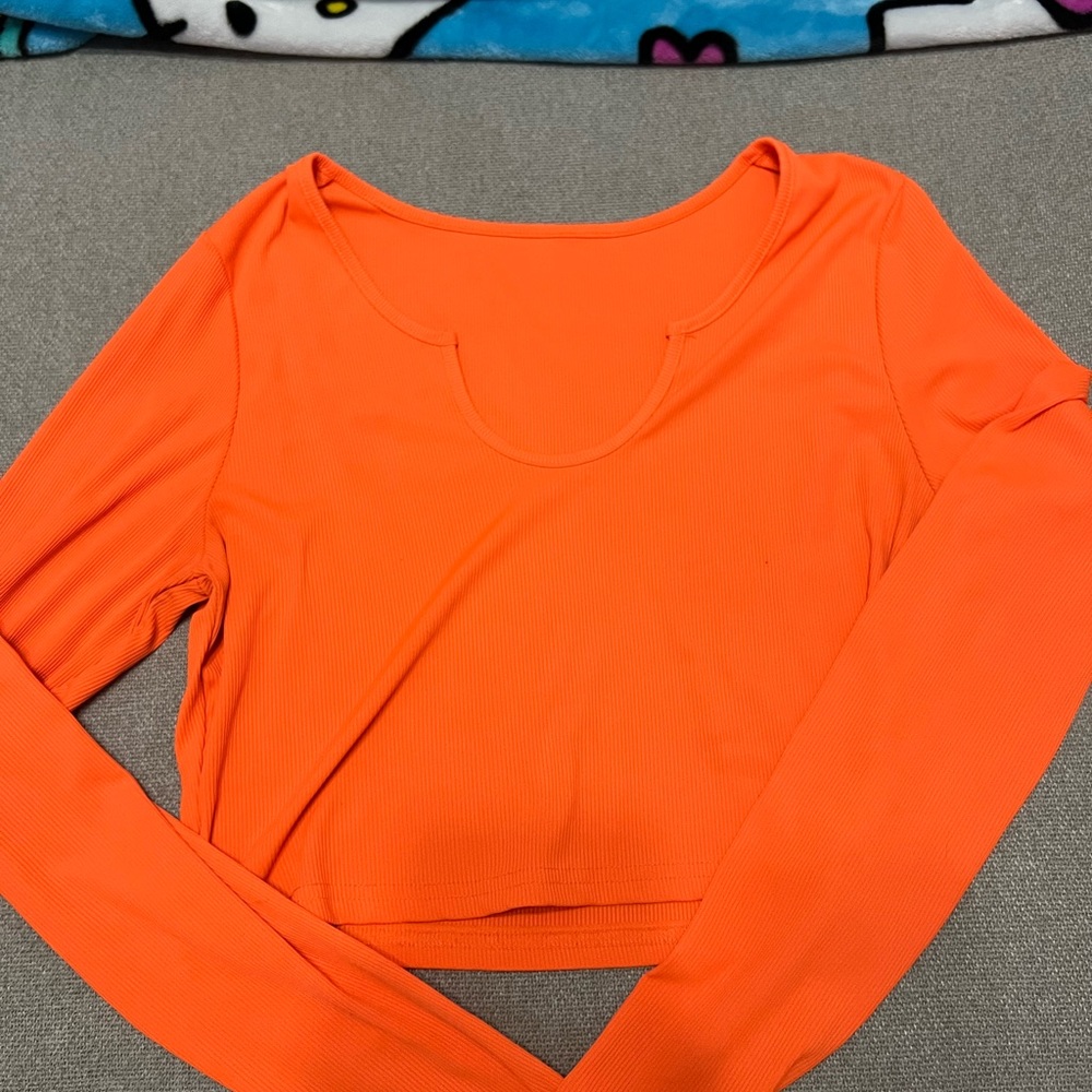 SHEIN Bright Orange Long Sleeve Bodysuit